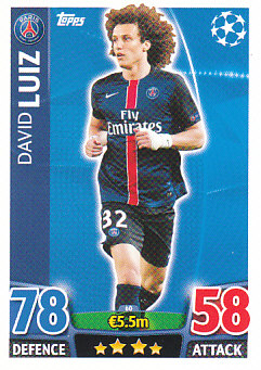 David Luiz Paris Saint-Germain 2015/16 Topps Match Attax CL #60