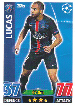Lucas Moura Paris Saint-Germain 2015/16 Topps Match Attax CL #65