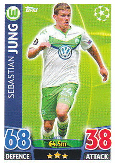 Sebastian Jung VfL Wolfsburg 2015/16 Topps Match Attax CL #110