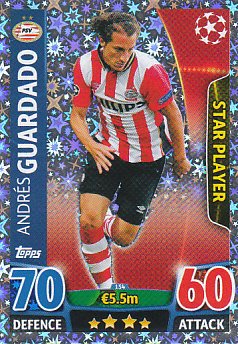 Andres Guardado PSV Eindhoven 2015/16 Topps Match Attax CL Star Player #154