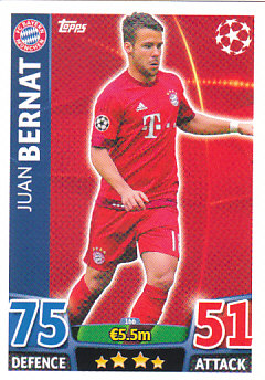 Juan Bernat Bayern Munchen 2015/16 Topps Match Attax CL #166