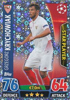 Grzegorz Krychowiak Sevilla FC 2015/16 Topps Match Attax CL Star Player #281
