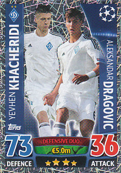 Yevhen Khacheridi / Aleksandar Dragovic Dynamo Kyiv 2015/16 Topps Match Attax CL Defensive Duo #306