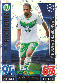 Ricardo Rodriguez VfL Wolfsburg 2015/16 Topps Match Attax CL Man of the Match #475