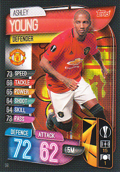 Ashley Young Manchester United 2019/20 Topps Match Attax CL UK version #98