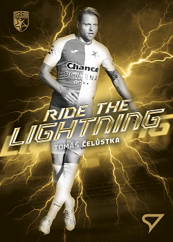 Tomas Celustka Kromeriz SportZoo Chance Narodni Liga 2025/26 Ride the Lightning Cyber Gold /85 #RL-16