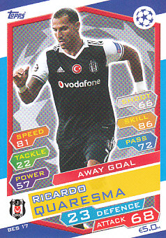 Ricardo Quaresma Besiktas JK 2016/17 Topps Match Attax CL Away Goal #BES17