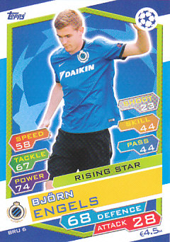 Bjorn Engels Club Brugge 2016/17 Topps Match Attax CL Rising Star #BRU6