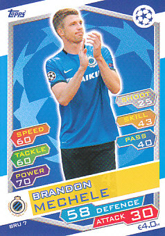 Brandon Mechele Club Brugge 2016/17 Topps Match Attax CL #BRU7