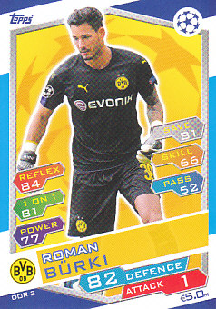 Roman Burki Borussia Dortmund 2016/17 Topps Match Attax CL #DOR2