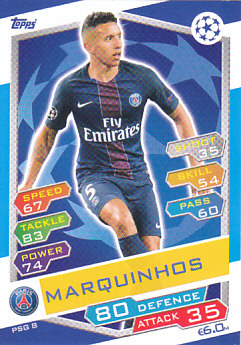 Marquinhos Paris Saint-Germain 2016/17 Topps Match Attax CL #PSG8