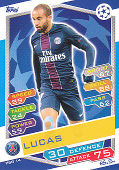 Lucas Paris Saint-Germain 2016/17 Topps Match Attax CL #PSG14