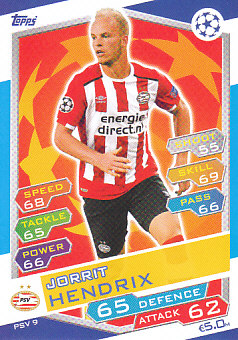 Jorrit Hendrix PSV Eindhoven 2016/17 Topps Match Attax CL #PSV9