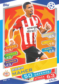 Adam Maher PSV Eindhoven 2016/17 Topps Match Attax CL #PSV11