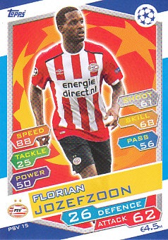 Florian Jozefzoon PSV Eindhoven 2016/17 Topps Match Attax CL #PSV15