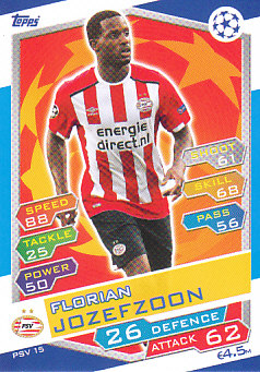Florian Jozefzoon PSV Eindhoven 2016/17 Topps Match Attax CL #PSV15