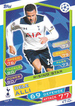 Dele Alli Tottenham Hotspur 2016/17 Topps Match Attax CL Rising Star #TOT9