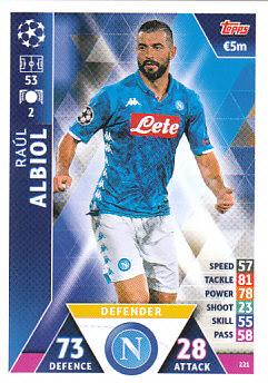 Raul Albiol SSC Napoli 2018/19 Topps Match Attax CL #221