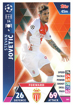 Stevan Jovetic AS Monaco 2018/19 Topps Match Attax CL #305