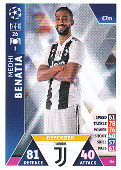 Medhi Benatia Juventus FC 2018/19 Topps Match Attax CL #386