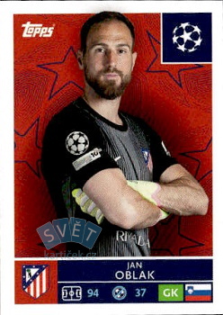 Jan Oblak Atletico Madrid samolepka Topps UEFA Champions League 2025/26  #114