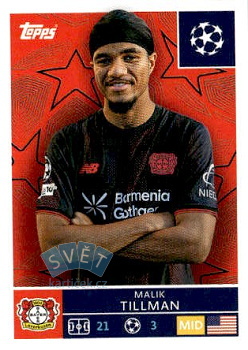 Malik Tillman Bayer 04 Leverkusen samolepka Topps UEFA Champions League 2025/26  #136