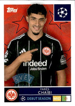 Fares Chaibi Eintracht Frankfurt samolepka Topps UEFA Champions League 2025/26  #178