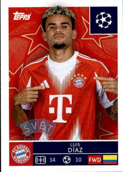 Luis Diaz Bayern Munchen samolepka Topps UEFA Champions League 2025/26  #207