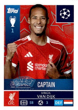 Virgil van Dijk Liverpool samolepka Topps UEFA Champions League 2025/26  #253