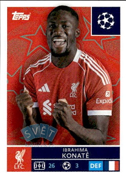 Ibrahima Konate Liverpool samolepka Topps UEFA Champions League 2025/26  #256