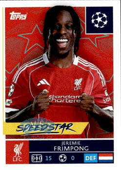 Jeremie Frimpong Liverpool samolepka Topps UEFA Champions League 2025/26  #257