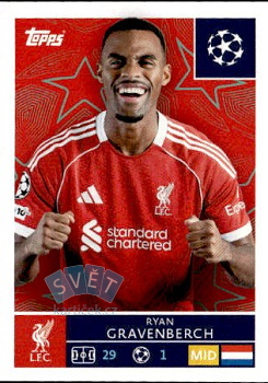 Ryan Gravenberch Liverpool samolepka Topps UEFA Champions League 2025/26  #262