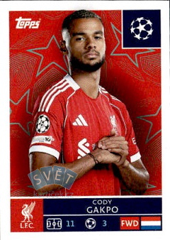 Cody Gakpo Liverpool samolepka Topps UEFA Champions League 2025/26  #264