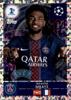 Ibrahim Mbaye Paris Saint-Germain samolepka Topps UEFA Champions League 2025/26 1st Sticker #287