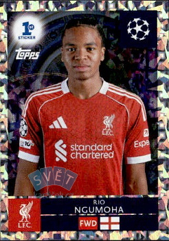 Rio Ngumoha Liverpool samolepka Topps UEFA Champions League 2025/26 1st Sticker #289