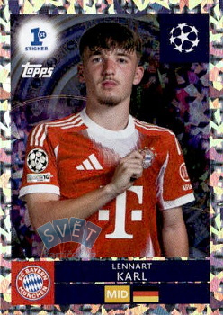 Lennart Karl Bayern Munchen samolepka Topps UEFA Champions League 2025/26 1st Sticker #291