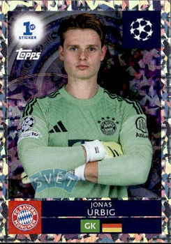 Jonas Urbig Bayern Munchen samolepka Topps UEFA Champions League 2025/26 1st Sticker #292