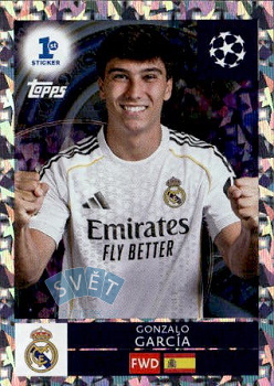 Gonzalo Garcia Real Madrid samolepka Topps UEFA Champions League 2025/26 1st Sticker #296