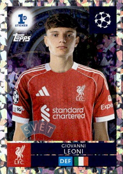 Giovanni Leoni Liverpool samolepka Topps UEFA Champions League 2025/26 1st Sticker #297