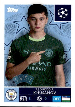Abdukodir Khusanov Manchester City samolepka Topps UEFA Champions League 2025/26  #302