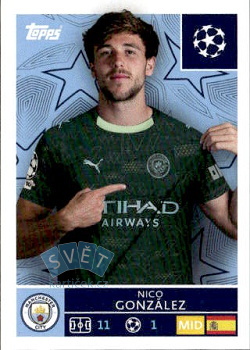 Nico Gonzelez Manchester City samolepka Topps UEFA Champions League 2025/26  #306