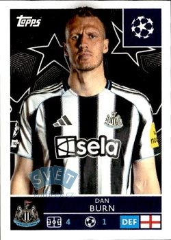 Dan Burn Newcastle United samolepka Topps UEFA Champions League 2025/26  #315