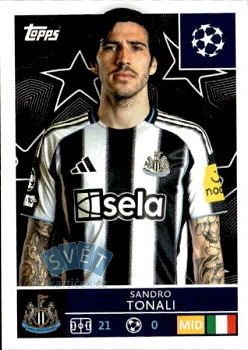 Sandro Tonali Newcastle United samolepka Topps UEFA Champions League 2025/26  #320