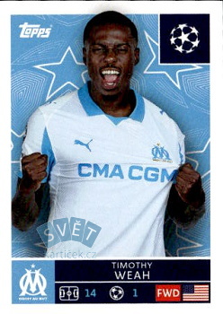 Timothy Weah Olympique Marseille samolepka Topps UEFA Champions League 2025/26  #353