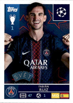 Fabian Ruiz Paris Saint-Germain samolepka Topps UEFA Champions League 2025/26  #363