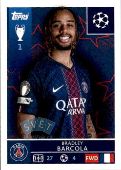 Bradley Barcola Paris Saint-Germain samolepka Topps UEFA Champions League 2025/26  #367