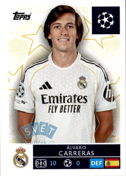 Alvaro Carreras Real Madrid samolepka Topps UEFA Champions League 2025/26  #387