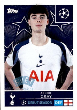 Archie Gray Tottenham Hotspur samolepka Topps UEFA Champions League 2025/26  #443