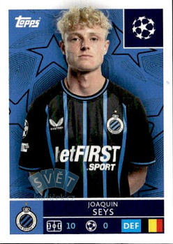 Joaquin Seys Club Brugge samolepka Topps UEFA Champions League 2025/26  #485