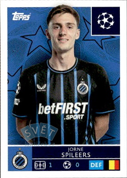 Jorne Spileers Club Brugge samolepka Topps UEFA Champions League 2025/26  #486